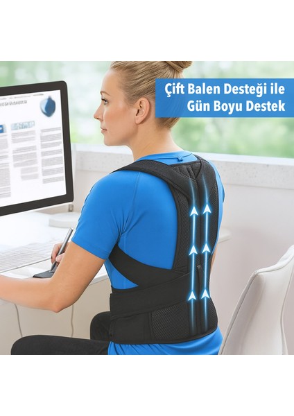 Dik Duruş Korsesi Çift Balenli Sırt Korsesi Medikal Bel Korsesi Dik Durma Korsesi Siyah fiyatları