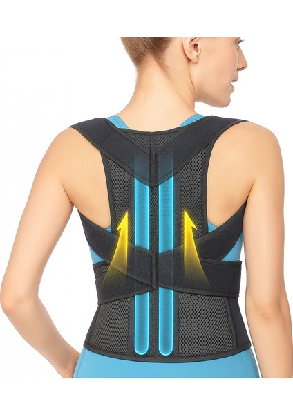 Dik Duruş Korsesi Çift Balenli Sırt Korsesi Medikal Bel Korsesi Dik Durma Korsesi Siyah