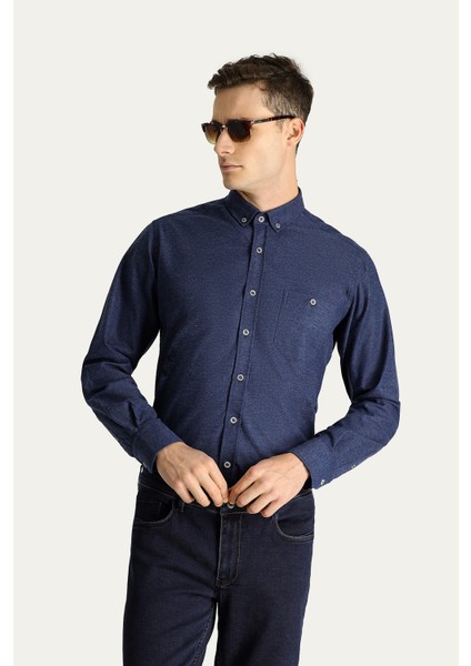 Uzun Kol Slim Fit Dar Kesim Oduncu Spor Pamuklu Düğmeli Yaka Gömlek