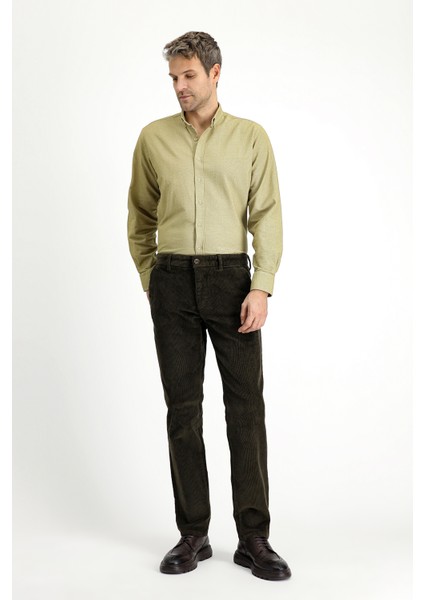 Uzun Kol Regular Fit Desenli Spor Oduncu Pamuk Düğmeli Yaka Gömlek