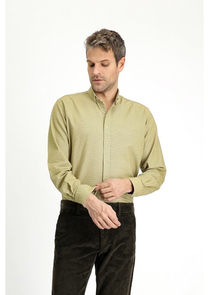 Uzun Kol Regular Fit Desenli Spor Oduncu Pamuk Düğmeli Yaka Gömlek fiyatları