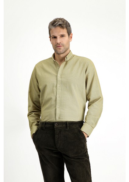 Uzun Kol Regular Fit Desenli Spor Oduncu Pamuk Düğmeli Yaka Gömlek modelleri