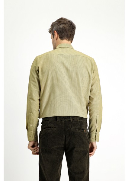 Uzun Kol Regular Fit Desenli Spor Oduncu Pamuk Düğmeli Yaka Gömlek fırsatları