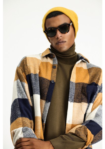 Uzun Kol Oversize Ekose Shacket Oduncu Pamuklu Gömlek / Mont indirimleri