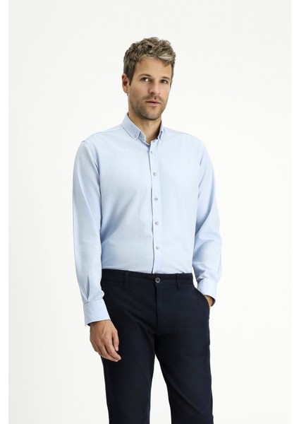 Uzun Kol Regular Fit Spor Pamuk Düğmeli Yaka Oxford Gömlek