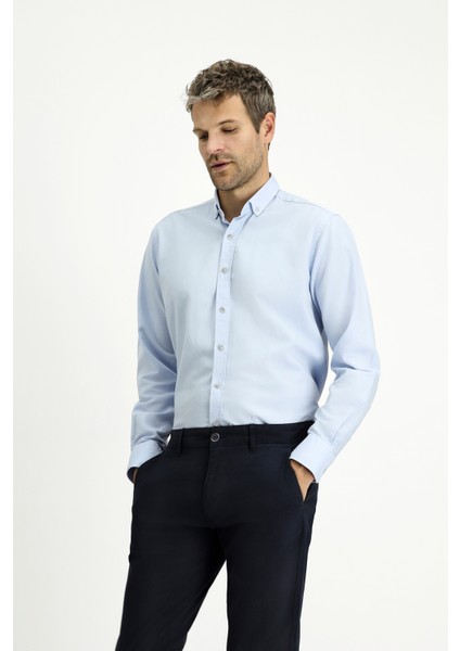 Uzun Kol Regular Fit Spor Pamuk Düğmeli Yaka Oxford Gömlek modelleri