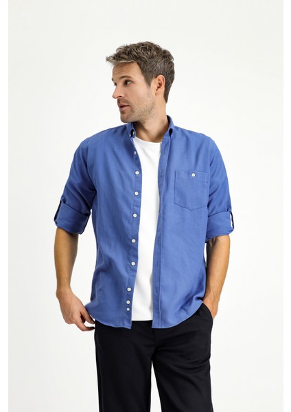 Uzun Kol Regular Fit Spor Düğmeli Yaka Gömlek