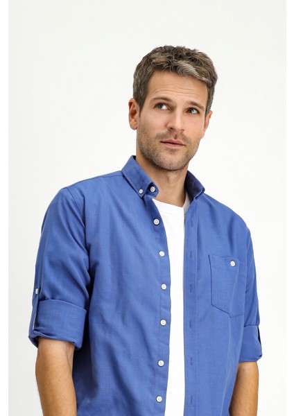 Uzun Kol Regular Fit Spor Düğmeli Yaka Gömlek modelleri