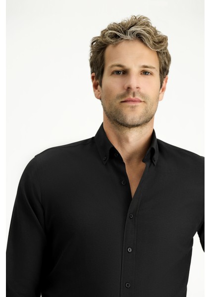 Uzun Kol Slim Fit Düğmeli Yaka Oxford Pamuklu Kolay Ütülenebilir Gömlek modelleri