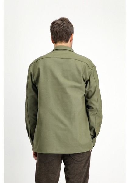 Uzun Kol Oversize Desenli Shacket Pamuk Gömlek / Mont indirimleri