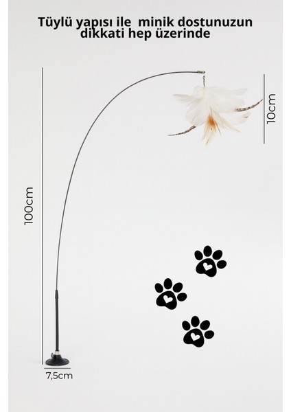 Vantuzlu Kedi Oyun Oltası Tüylü Zilli Kedi Oyuncağı Casapetra fırsatları