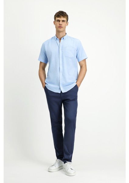 Kısa Kol Relaxed Fit Düğmeli Yaka Keten Görünümlü Pamuk Spor Gömlek fiyatları