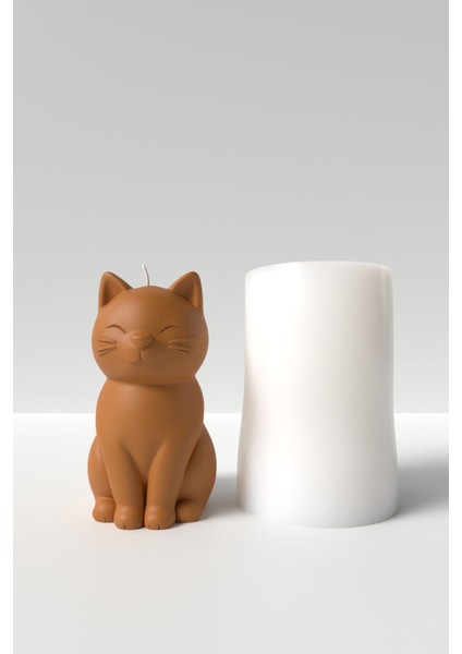 Kedi Mum Silikon Kalıp - Sevimli Kedi Mum Kalıbı, Kedi Figürlü Mum Kalıbı 9 x 5 cm