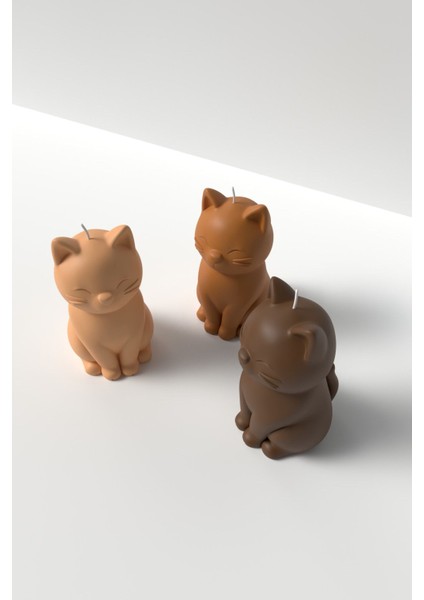 Kedi Mum Silikon Kalıp - Sevimli Kedi Mum Kalıbı, Kedi Figürlü Mum Kalıbı 9 x 5 cm fırsatları