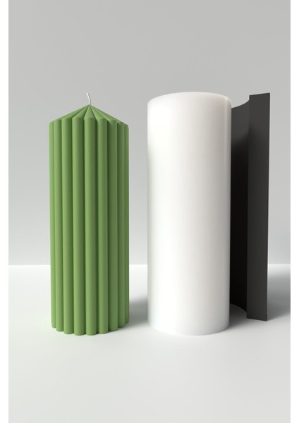 Büyük Boy Sütün Mum Silikon Kalıp - Silindir Sütün Mum Kalıbı, Büyük Boy Sütün Mum Kalıbı 20 x 7 cm