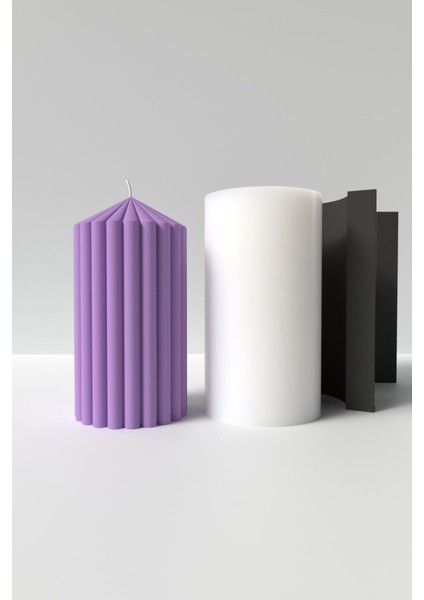 Orta Boy Sütün Mum Silikon Kalıp - Silindir Sütün Mum Kalıbı, Orta Boy Sütün Mum Kalıbı 14 x 7 cm