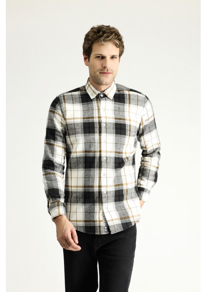Uzun Kol Slim Fit Dar Kesim Oduncu Ekose Pamuk Gömlek modelleri