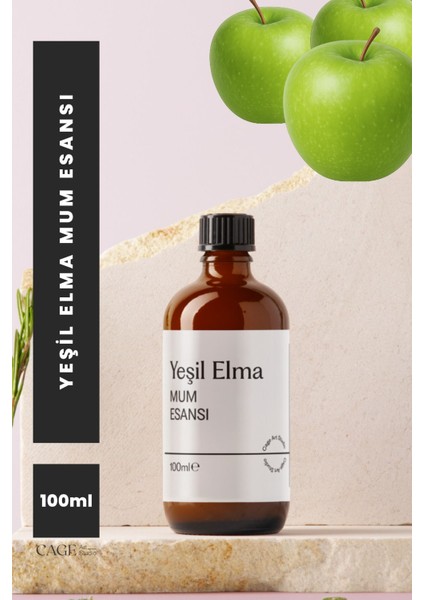 Yeşil Elma Mum Esansı 100 Ml, Yüksek Kalite Mum Esansı, Mum Koku Esansı, Soya Wax Esansı