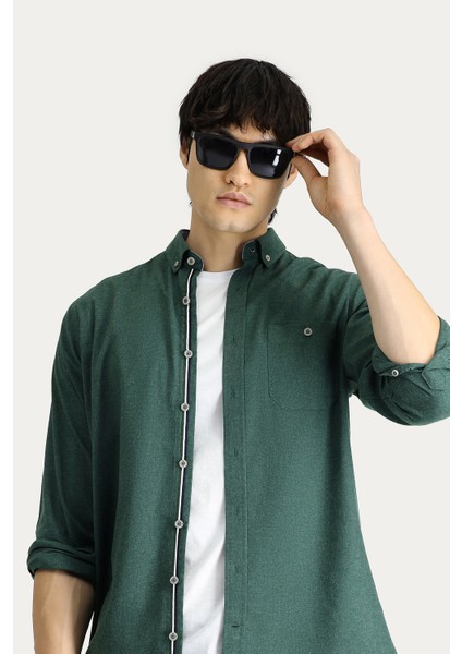 Uzun Kol Slim Fit Dar Kesim Oduncu Spor Pamuklu Düğmeli Yaka Gömlek