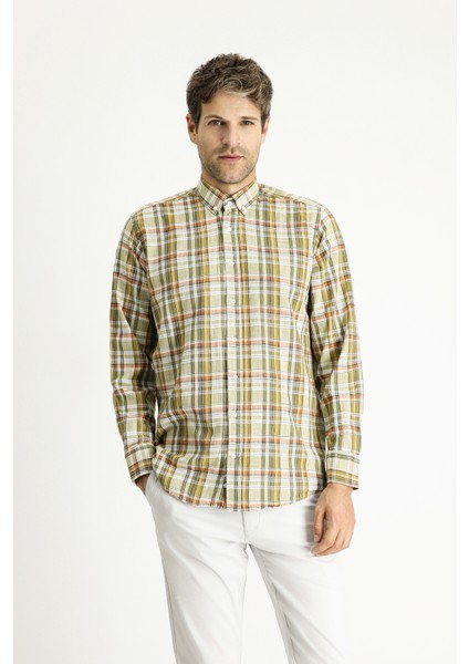 Uzun Kol Regular Fit Ekose Spor Pamuk Gömlek modelleri