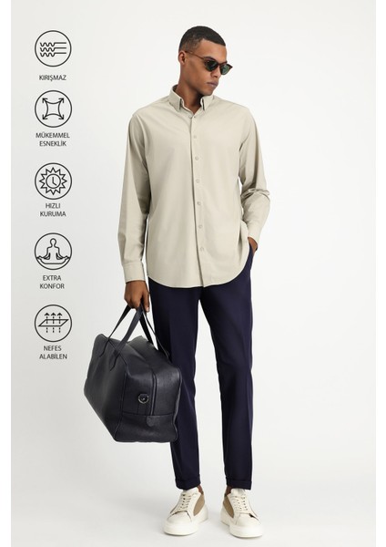 Techno-Line Uzun Kol Regular Fit Likralı Gömlek