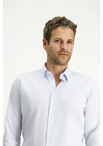 Uzun Kol Slim Fit Dar Kesim Non Iron Klasik Desenli Pamuklu Gömlek