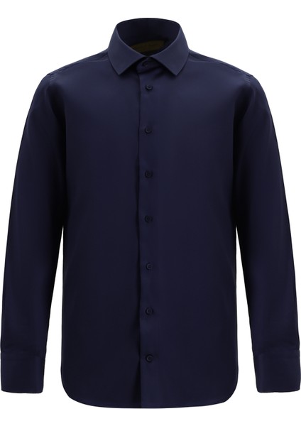 Uzun Kol Slim Fit Dar Kesim Non Iron Klasik Saten Pamuk Gömlek