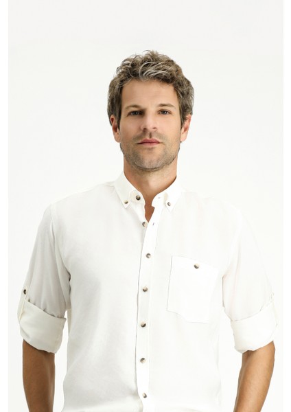 Uzun Kol Regular Fit Düğmeli Yaka Spor Gömlek