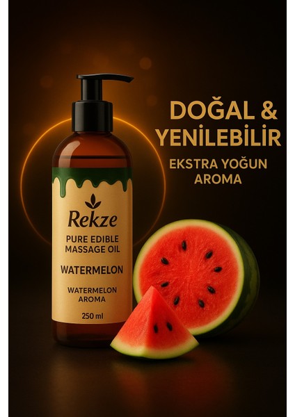 Doğal 3 Adet Karpuz Özlü Duyusal ve Aromaterapi Yenilir Masaj Yağı 120 ml