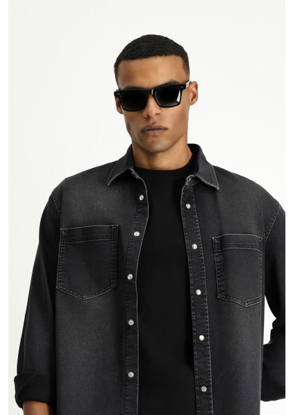 Uzun Kol Regular Fit Denim Pamuk Gömlek fırsatları