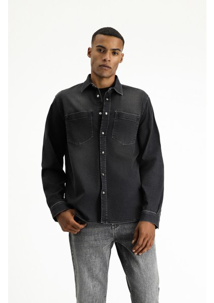 Uzun Kol Regular Fit Denim Pamuk Gömlek indirimleri