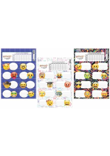 Emoji Ders Programlı Etiket (18 Adet - Asorti )