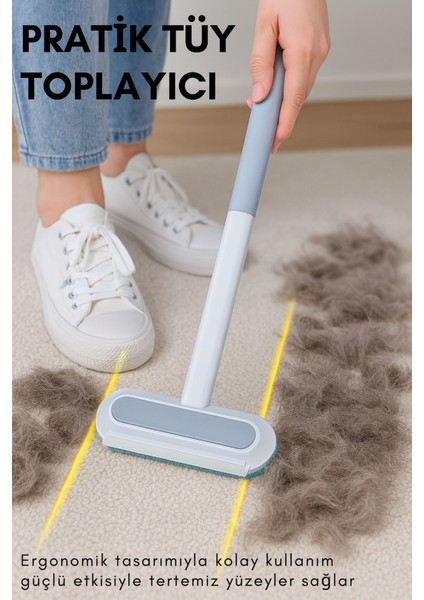 Evcil Hayvan Tüy Temizleme Fırçası Uzun Saplı Kolay Temizlenir ve Her Yüzey Için Uygun Casapetra