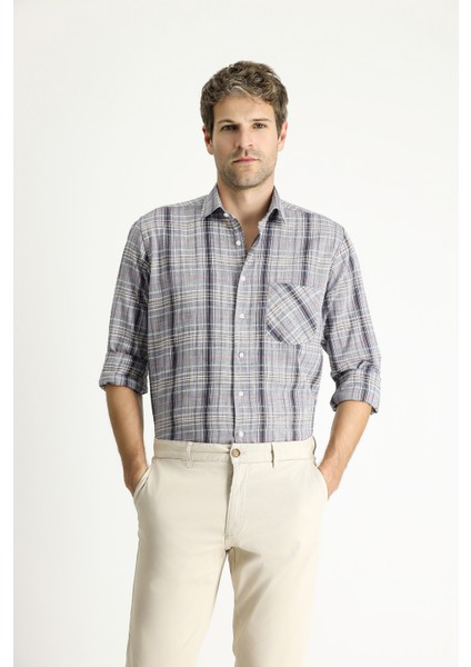 Uzun Kol Regular Fit Ekose Pamuk Gömlek