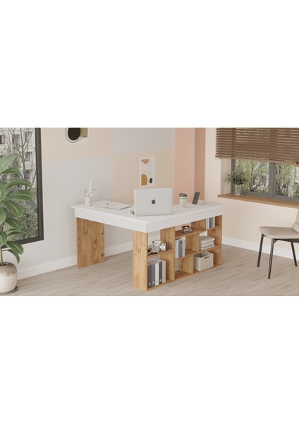 Corner Kitaplık Raflı Çalışma Masası Çam-Antrasit Cor5-Aw modelleri