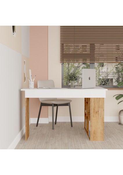 Corner Kitaplık Raflı Çalışma Masası Çam-Antrasit Cor5-Aw indirimleri