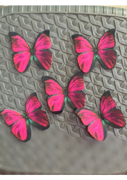 7x5 cm 5 Li Pembe Kelebek Arma Dikiş Aplike