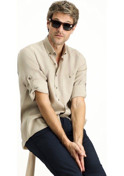 Uzun Kol Regular Fit Düğmeli Yaka Spor Gömlek