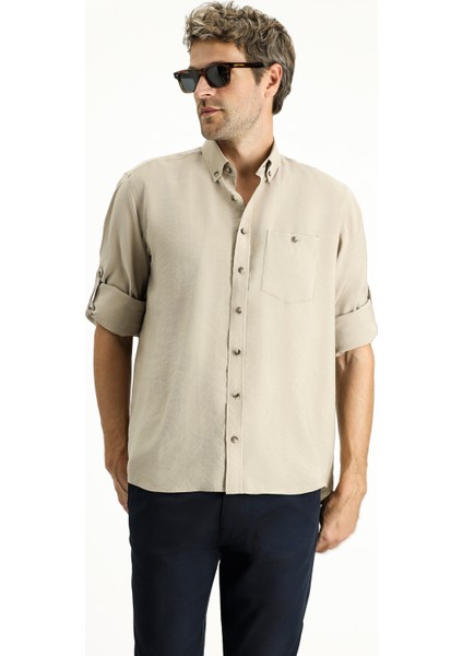 Uzun Kol Regular Fit Düğmeli Yaka Spor Gömlek fiyatları