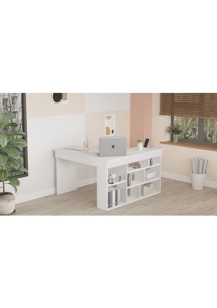 Corner Kitaplık Raflı Çalışma Masası Çam-Antrasit Cor5-W modelleri