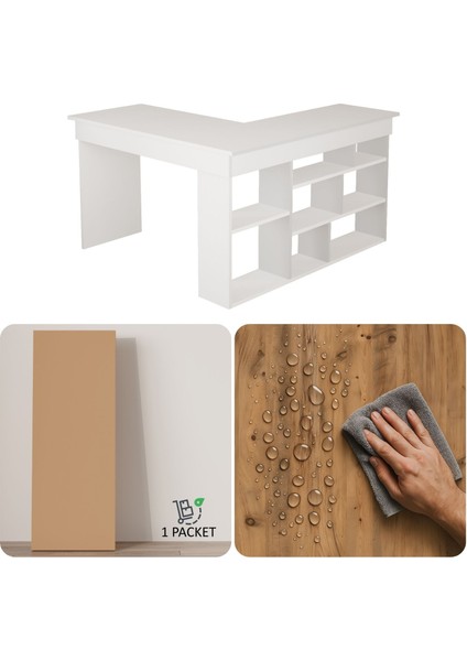 Corner Kitaplık Raflı Çalışma Masası Çam-Antrasit Cor5-W