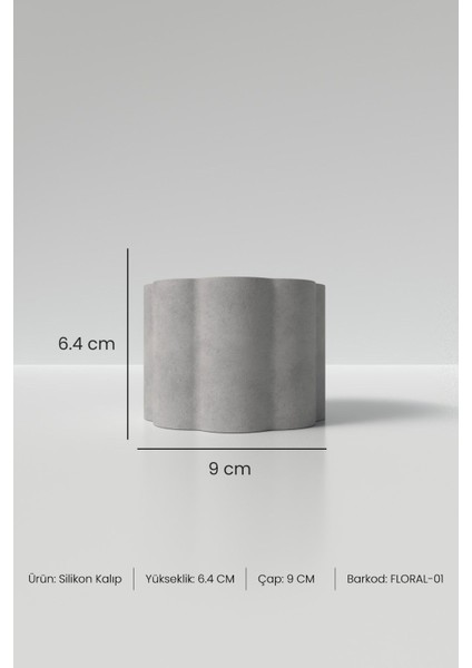 Floral Mumluk ve Saksı Beton Silikon Kalıp - Dekoratif Mumluk Beton Kalıbı Çap 9cm Yükseklik 6.4cm modelleri