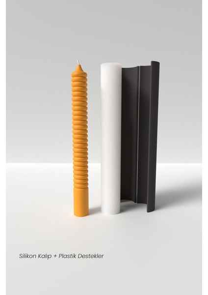 Şamdanlık Mum Silikon Kalıp M6 -Uzun Mum Silikon Kalıp M6 , Mum Yapım Malzemeleri 21.2 x 2.6 cm