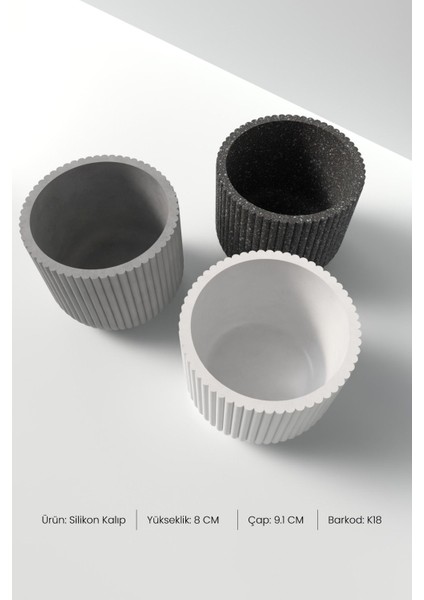 Kapaklı Desenli Silindir Beton Saksı ve Mumluk Silikon Kalıp K18 - Mumluk Silikon Kalıp K18 fırsatları