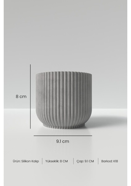 Kapaklı Desenli Silindir Beton Saksı ve Mumluk Silikon Kalıp K18 - Mumluk Silikon Kalıp K18 indirimleri