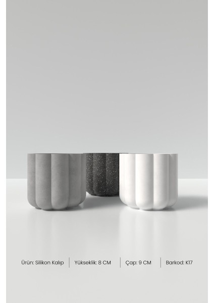 Kapaklı Desenli Silindir Beton Saksı ve Mumluk Silikon Kalıp K17 - Mumluk Silikon Kalıp K17 fiyatları