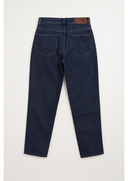 Kadın Yüksek Bel Mom Fit Indigo Jean Pantolon fiyatları