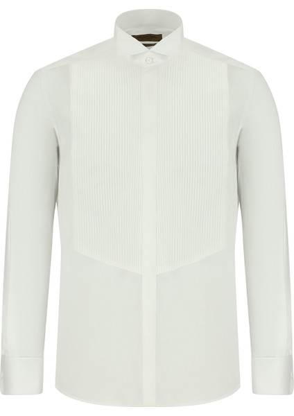Ata Yaka Slim Fit Dar Kesim Pamuk Piliseli Gömlek
