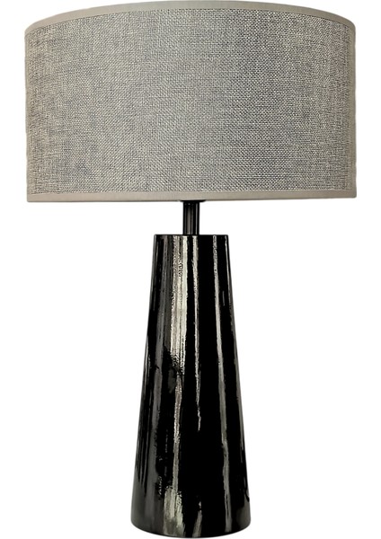 Derle Parlak Siyah Abajur