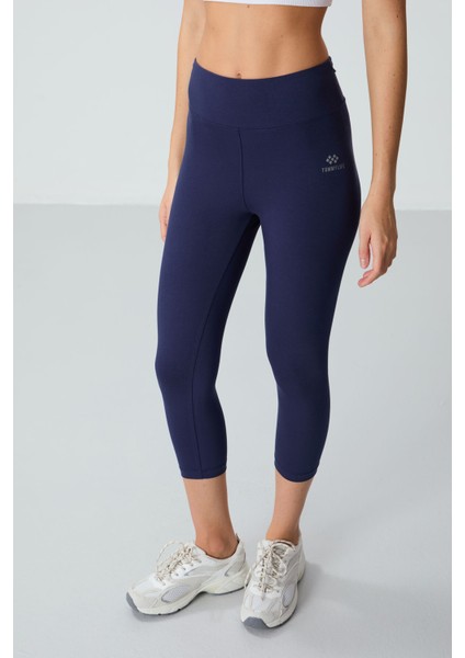 İndigo Yüksek Bel Slim Fit Dar Paça Kadın Kapri Tayt - 93097 fırsatları